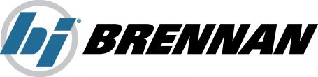 The Brennan logo (black text, blue and grey logo)