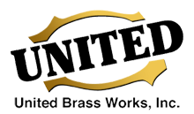 The United Brass Works logo (black text, gold detailing)
